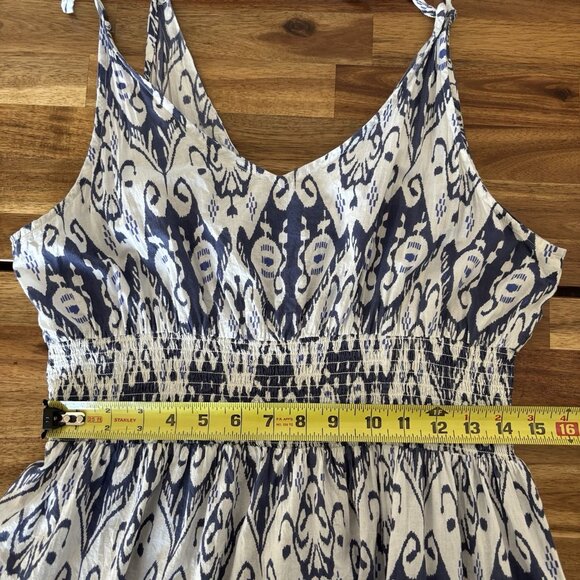 LA PLAGE Size Large Beaufort Strappy Maxi Dress Blue White Pockets Resort Boho - Picture 5 of 16